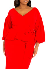 Off Shoulder Peplum Midi Dress
