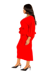 Off Shoulder Peplum Midi Dress