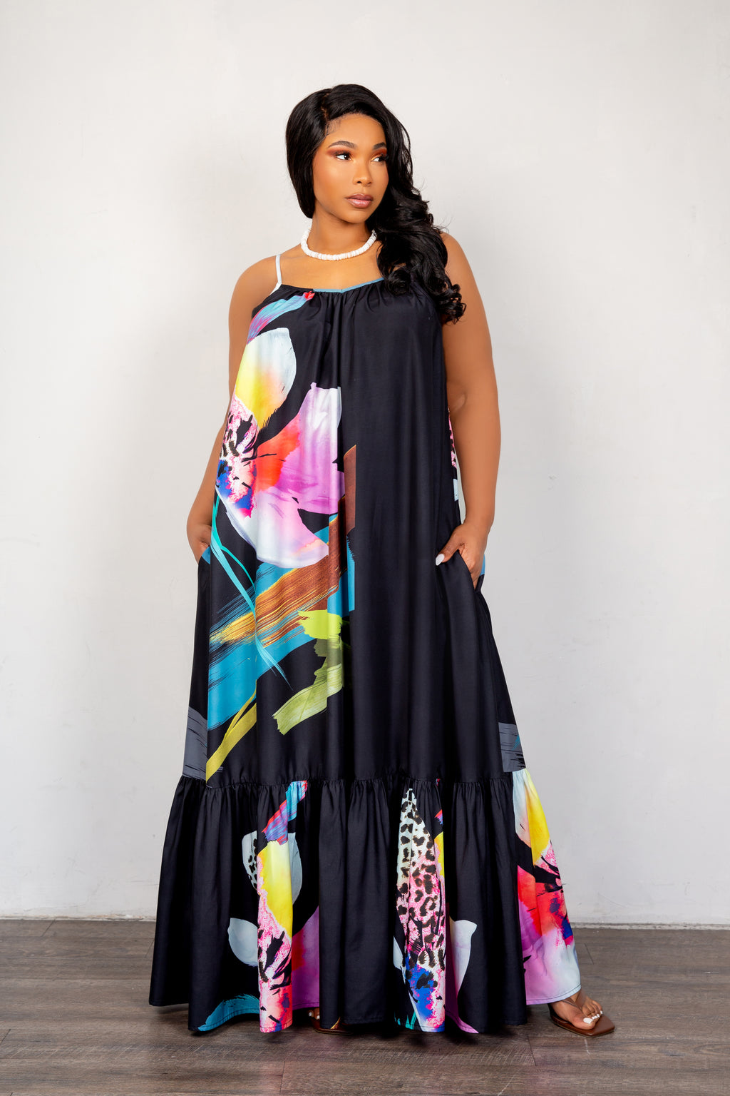 floral black maxi dress Buxom Couture Women's Voluminous %0D%0A*%20Pay%20special%20attention%20on%20measurements%20to%20ensure%20proper%20fit Size:Adult | 46|W size:xxs Asymmetric Denim Wrap Dress