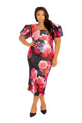 Floral Scuba Midi Dress