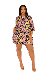 Animal Print Bubbled Mini Dress