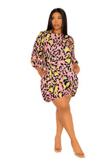 Animal Print Bubbled Mini Dress
