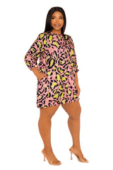 Animal Print Bubbled Mini Dress
