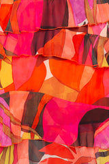 Buxom Couture Curvy Women Plus Size Print Long Sleeve Tiered Ruffle Dress Pink Multi