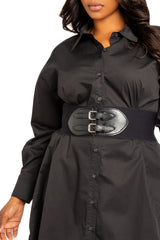 Cinch Waist Belt Shirt Dress