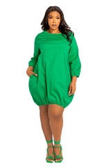 Bubbled Poplin Mini Dress