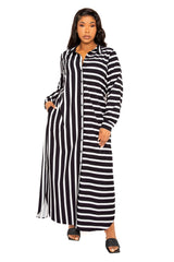 Mixed Stripe Maxi Shirt Dress