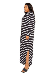 Mixed Stripe Maxi Shirt Dress