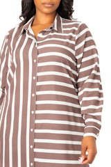 Mixed Stripe Maxi Shirt Dress