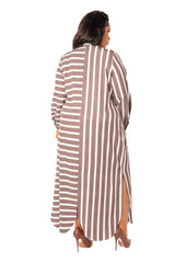 Mixed Stripe Maxi Shirt Dress