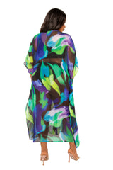 Buxom Couture Curvy Women Plus Size Print Shirtdress Coverup Blue Multi