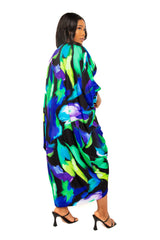 Printed Cinch Waist Kaftan Dress