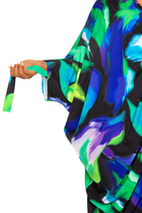 Printed Cinch Waist Kaftan Dress