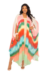 Buxom Couture Curvy Women Plus Size Ombre Stripe Robe Kimono Summer Loungewear Beachwear