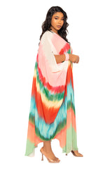 Buxom Couture Curvy Women Plus Size Ombre Stripe Robe Kimono Summer Loungewear Beachwear