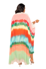 Buxom Couture Curvy Women Plus Size Ombre Stripe Robe Kimono Summer Loungewear Beachwear
