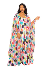Buxom Couture Curvy Women Plus Size Polka Dot Robe Kimono Summer Loungewear Beachwear
