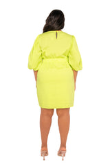 Puff Sleeve Asymmetric Ruffle Mini Dress