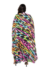 Buxom Couture Curvy Women Plus Size Neon Animal Print Robe Kimono Summer Loungewear Beachwear
