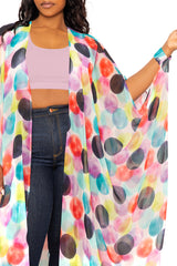 Buxom Couture Curvy Women Plus Size Polka Dot Robe Kimono Summer Loungewear Beachwear