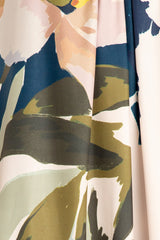 Buxom Couture Curvy Women Plus Size Floral Voluminous Maxi Dress Beige Multi