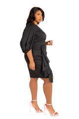 Puff Sleeve Asymmetric Ruffle Mini Dress