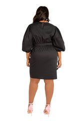 Puff Sleeve Asymmetric Ruffle Mini Dress