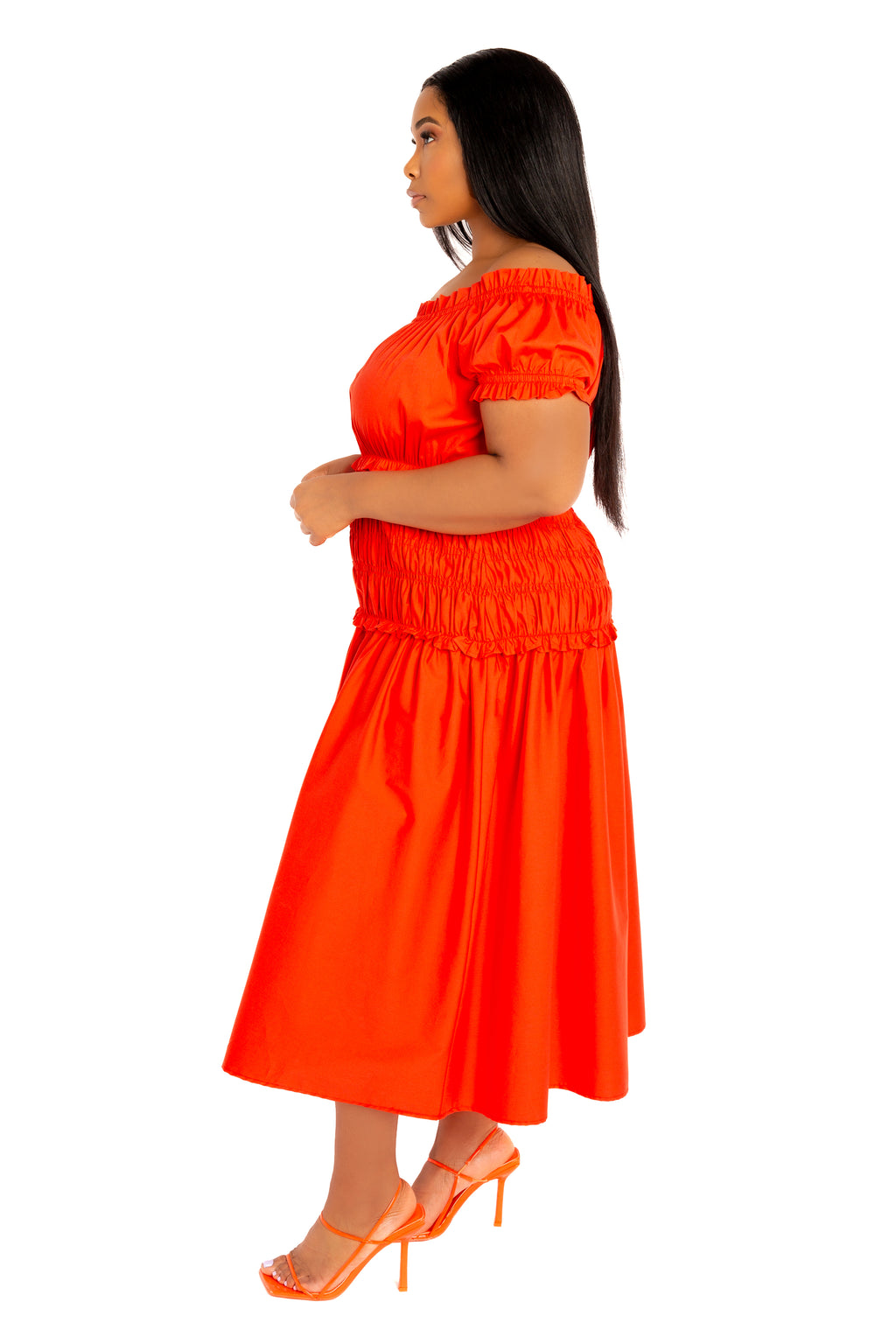 Floral Off-Shoulder Smocked Midi Dress main image 1
