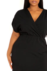 V-Neck Flounce Midi Dress