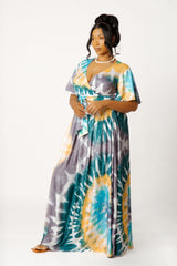 Tie-dye Tie-Front Top and Skirt Set
