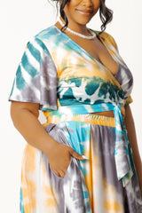 Tie-dye Tie-Front Top and Skirt Set