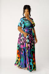Animal Print Tie-Front Top and Skirt Set