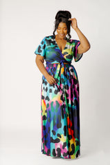 Animal Print Tie-Front Top and Skirt Set