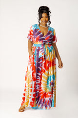 Tie-dye Tie-Front Top and Skirt Set