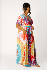 Tie-dye Tie-Front Top and Skirt Set