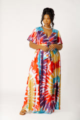 Tie-dye Tie-Front Top and Skirt Set