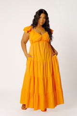 Flutter Sleeve Tiered Maxi Dress