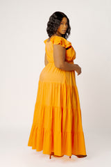 Flutter Sleeve Tiered Maxi Dress