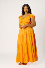 Flutter Sleeve Tiered Maxi Dress