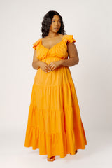 Flutter Sleeve Tiered Maxi Dress