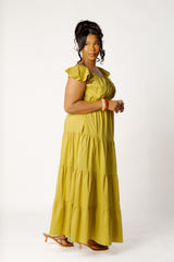 Flutter Sleeve Tiered Maxi Dress
