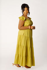 Flutter Sleeve Tiered Maxi Dress