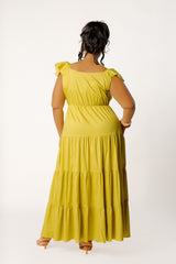 Flutter Sleeve Tiered Maxi Dress