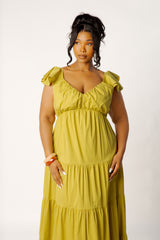 Flutter Sleeve Tiered Maxi Dress