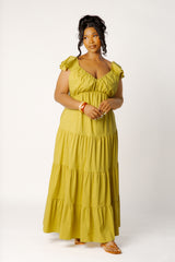 Flutter Sleeve Tiered Maxi Dress