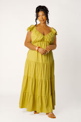 Flutter Sleeve Tiered Maxi Dress