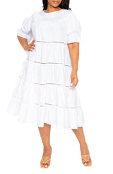 Tiered Poplin Dress