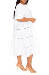 Tiered Poplin Dress