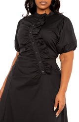 Asymmetrical Ruffle Shirt Dress