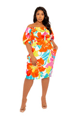 Floral Off Shoulder Dress with Back Bows